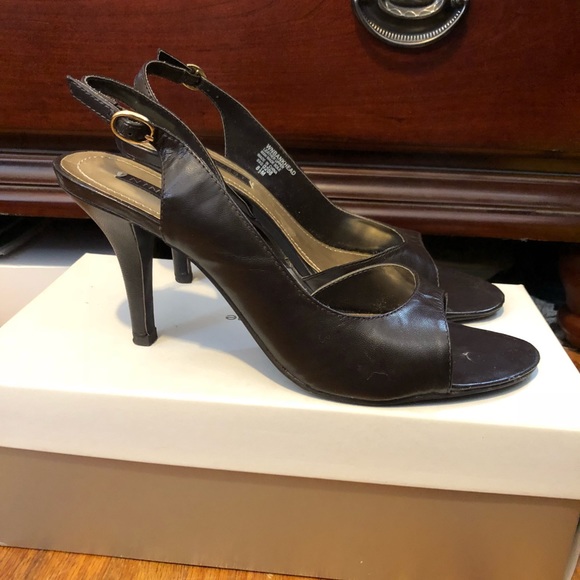 Nine West Shoes - Brown leather peeptoe pumps